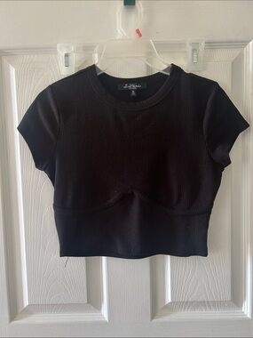 wild fable Black Ribbed Seam Accent Crop Top